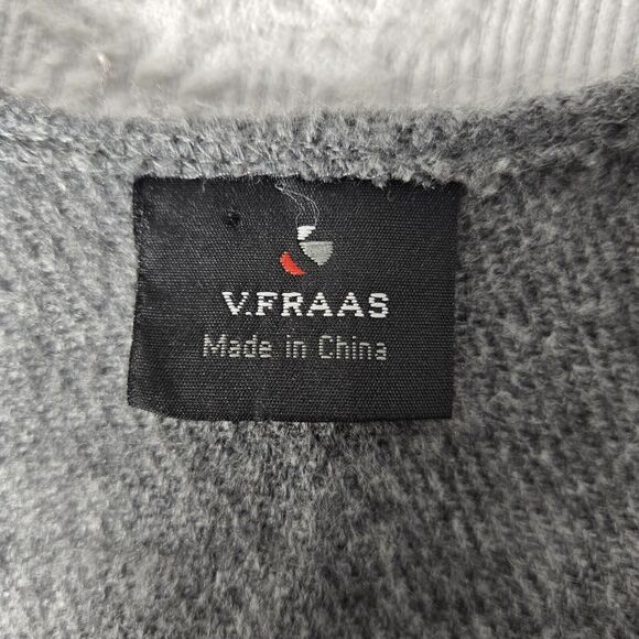 V.Fraas Gray Poncho Oversized Fringe Comfy Lagenlook Loungewear Longline Blanket - Picture 5 of 6